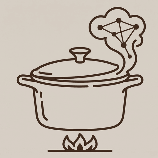 Stockpot — a simmering pot whose steam becomes a mind map